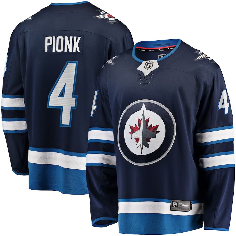 Men Winnipeg Jets 4 Neal Pionk Fanatics Branded Navy Home Breakaway Player NHL Jersey
